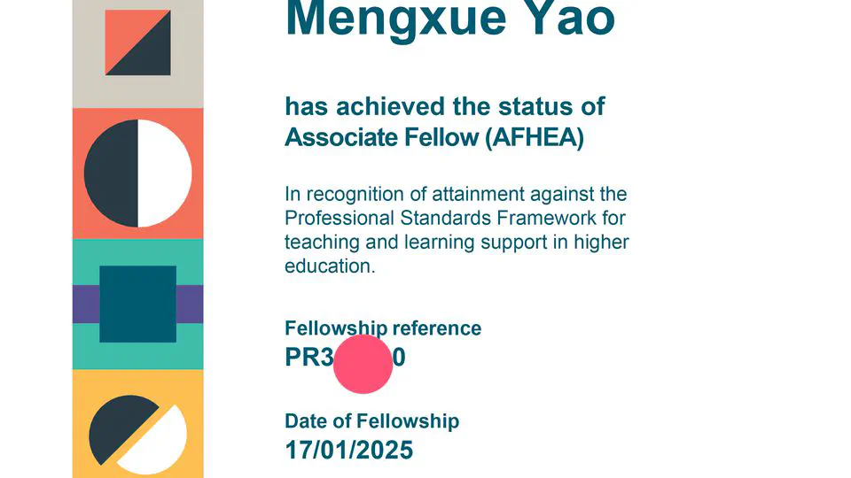 🎓 Awarded Associate Fellow of the Higher Education Academy (AFHEA)